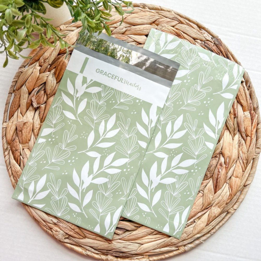 50 Pack Sage Beauty 10x13 Custom Poly Mailer Envelopes - Picture 3 of 3